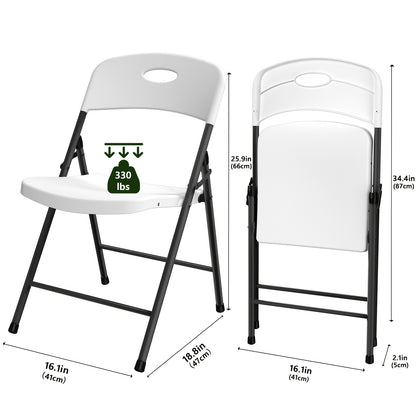 4 Pack Folding Chairs with Enhanced Iron Frame, Stackable Plastic Folding Chairs for Outside, Indoor, Party, Wedding, Meeting Room, Patio And Garden, Weight Capacity 300 Lbs