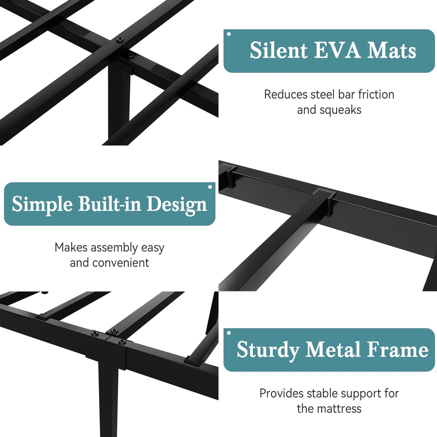 HOOMIC Platform Bed Frame, Metal Bed Frame Featuring a Butterfly Pattern on The Headboard And Footboard, No Box Spring Required, Easy to Assemble