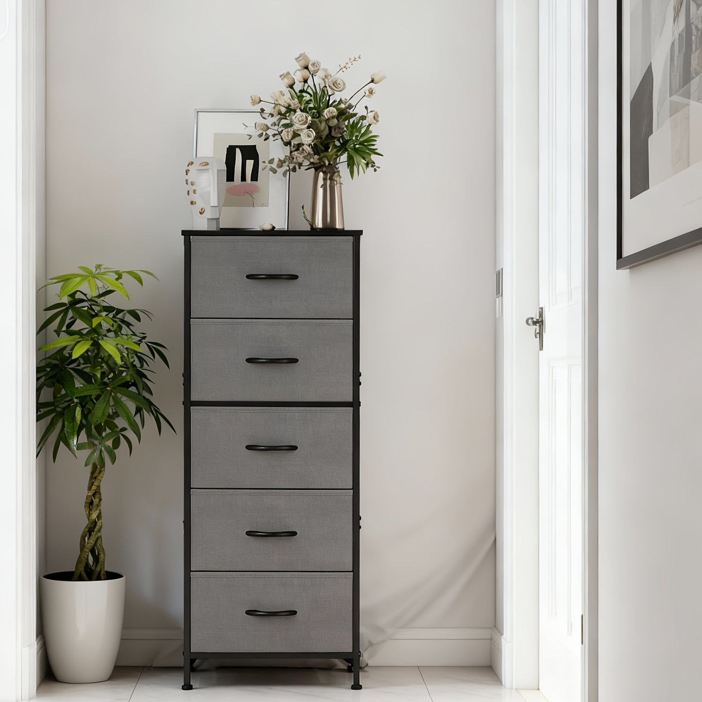 5-Drawer Heavy-Duty Storage Cabinet with Sturdy Steel Frame & Wood Top Rack - Freestanding Unit, 27"+ Height, 3.2+ Cu Ft Capacity, Multi-Drawer Organizer for Home, Office, Bedroom, Basement - Easy Assembly (Available in 4 Colors)