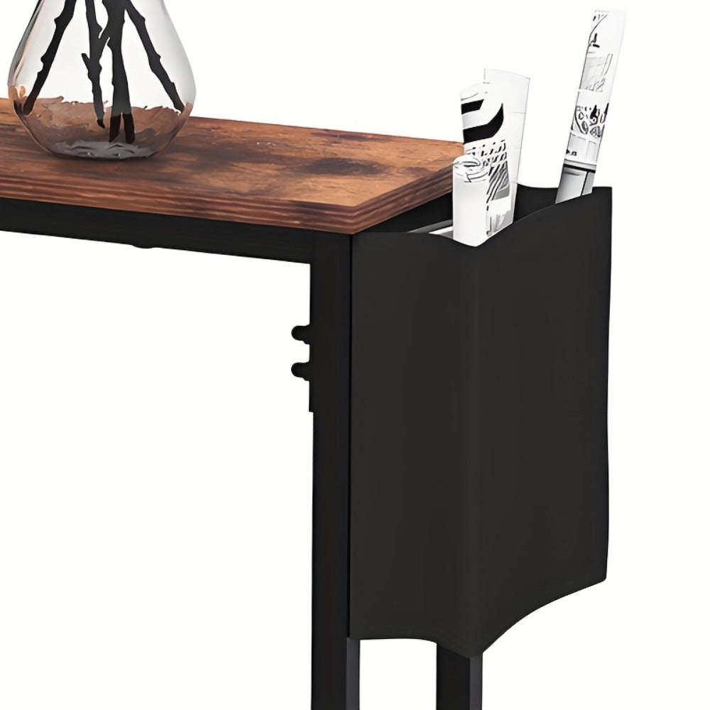 Console Table 39.4 Inch Rustic Brown, Entryway Sofa Table with Storage Shelf, Solid Wood and Engineered Wood Hallway Table for Living Room Bedroom Office