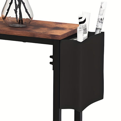 Console Table 39.4 Inch Rustic Brown, Entryway Sofa Table with Storage Shelf, Solid Wood and Engineered Wood Hallway Table for Living Room Bedroom Office