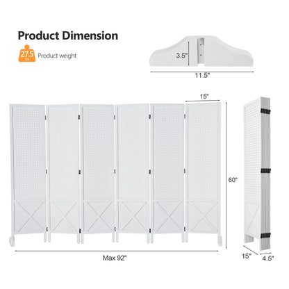 VINGLI 60''H Freestanding Pegboard, Wood Room Divider Display Board Organizer with Support Feet, Folding Privacy Screen Partition Space Separator for Craft Shows Events Retail