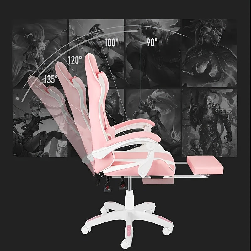 Office Gaming Chair, Computer Office Chair with Pocket Spring Cushion, Linkage Armrests And Footrest, High Back Ergonomic Computer Chair with Lumbar Support Task Chair with Footrest
