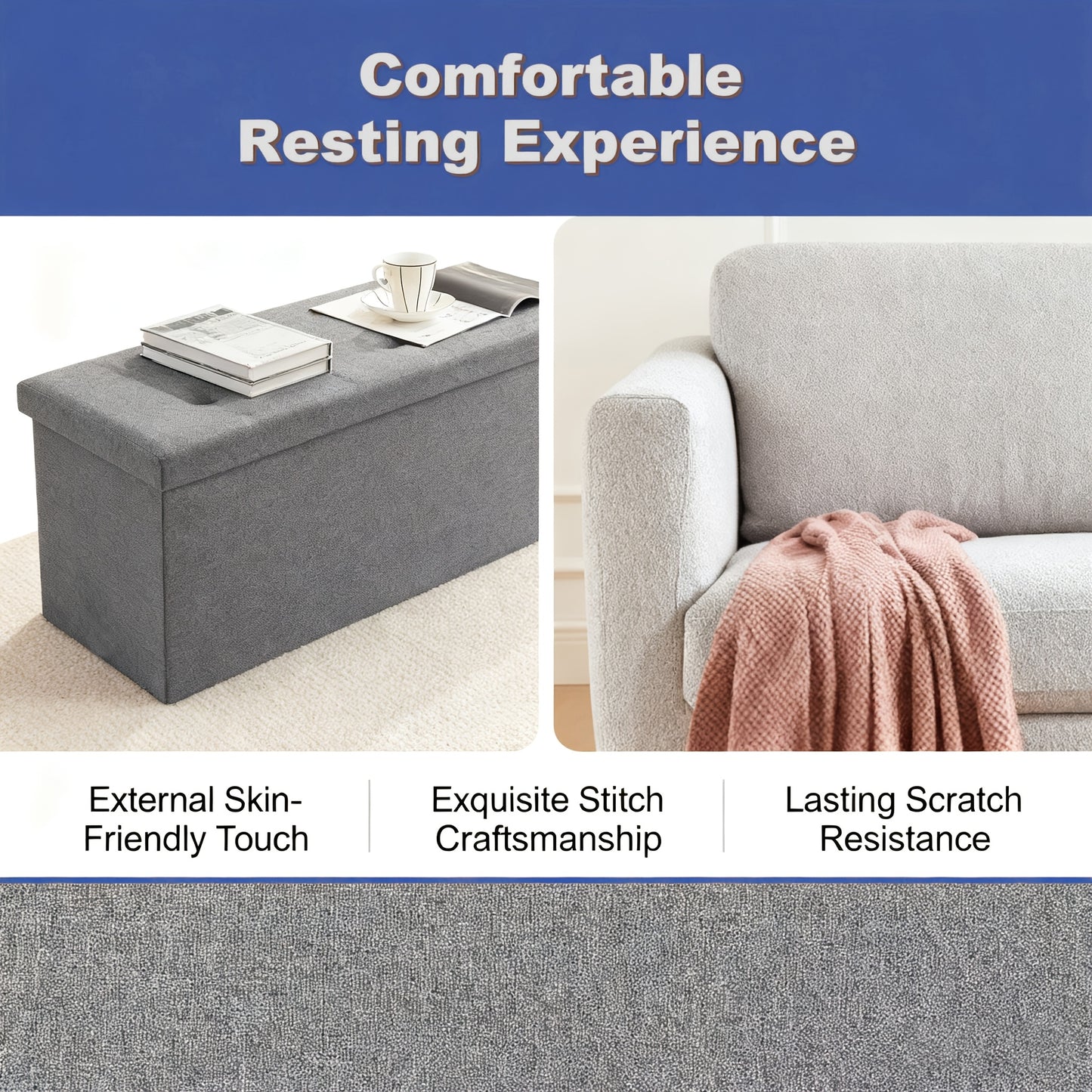 Storage Ottoman Bench, FoldingOttoman Stool, Ottoman With Storage, StorageChest, End Of Bed Bench, Padded Seat, StorageBench With Seating For Bedroom, Living Room, Mother'S Day Thoughtful Gift