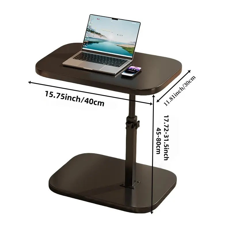 360° Rotatable C-Shaped Table, Adjustable Height Sofa Side Table, Bedside Table with Height to Your Liking, Metal And Solid Wood Stable Structure, Coffee Table, Small Desk, Suitable for Bedroom Office