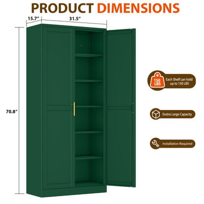 GEITIN 75.2" Metal Storage Pantry Cabinet with Two Doors