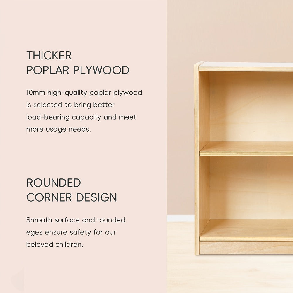 Wood Shelf And Storage, 35.4" L, Wood Bookshelf And Organizers, 2-Tier Storage Cabinet Shelves And Kids Bookcase For Classroom, Kindergarten, Kids Room, Playroom.
