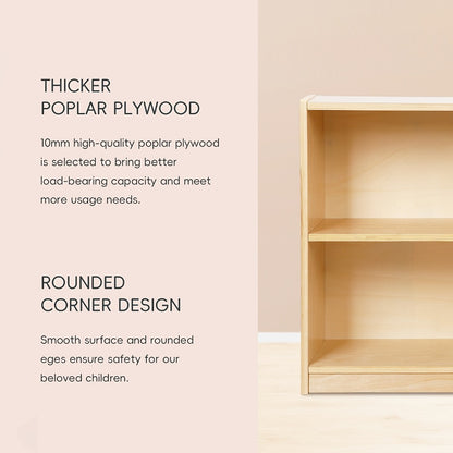 Wood Shelf And Storage, 35.4" L, Wood Bookshelf And Organizers, 2-Tier Storage Cabinet Shelves And Kids Bookcase For Classroom, Kindergarten, Kids Room, Playroom.