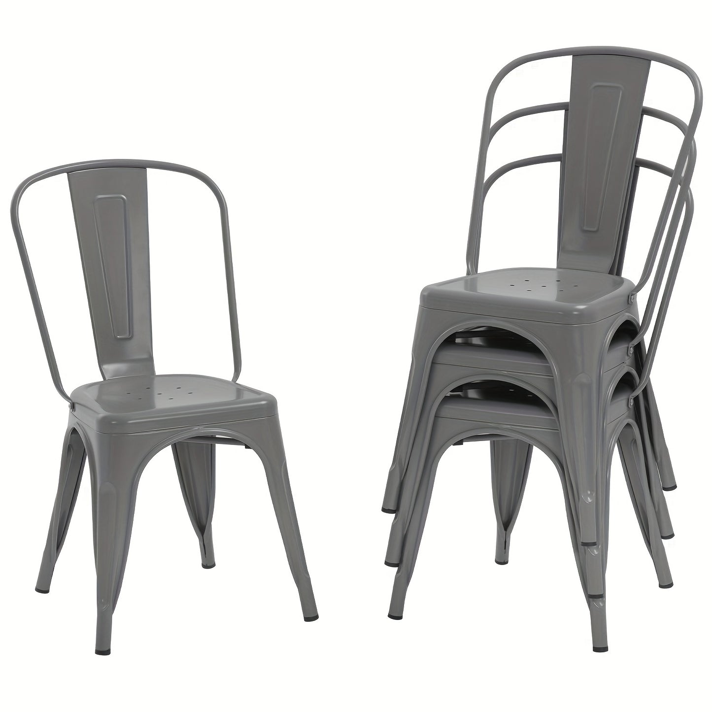 4-Pack Stackable Metal Chairs | Classic Iron Dining Chairs, 18 Inch, for Patio, Dining, Bistro, Cafe, Side Barstool, Coffee Chair, Indoor-Outdoor Use, Mixed Color, DOPINMIN