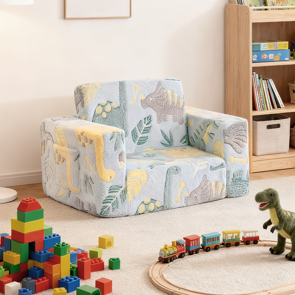 Tiita Kids' Convertible Couch, Sofa Bed Chairs, 2-In-1 Plush Chair for Children, Folding Sofas That Transform Into Loungers, Cozy Armrest Chair Bed Sofa for Boys Or Girls