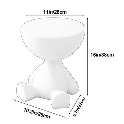 A Modern Bear-Shaped Plastic Nightstand for Lamp And Coffee Cup Holder - a Stylish White Storage Box for Bedrooms And Living Rooms, Easy to Assemble, Compact Design for Small Spaces, Bedroom Storage Box | Playful Furniture | Plastic Structure, Bedroom Dec