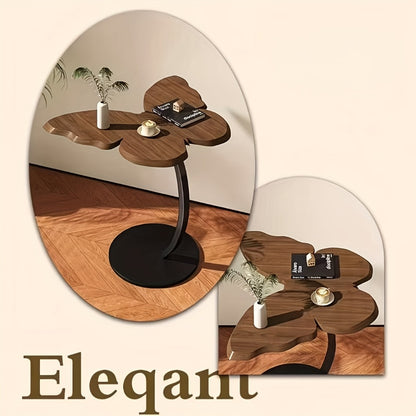 Butterfly Side Table Metal Frame Vintage Accent End Table for Living Room Bedroom Sofa Couch Corner Decorative Sculptural Tea Table Walnut Finish