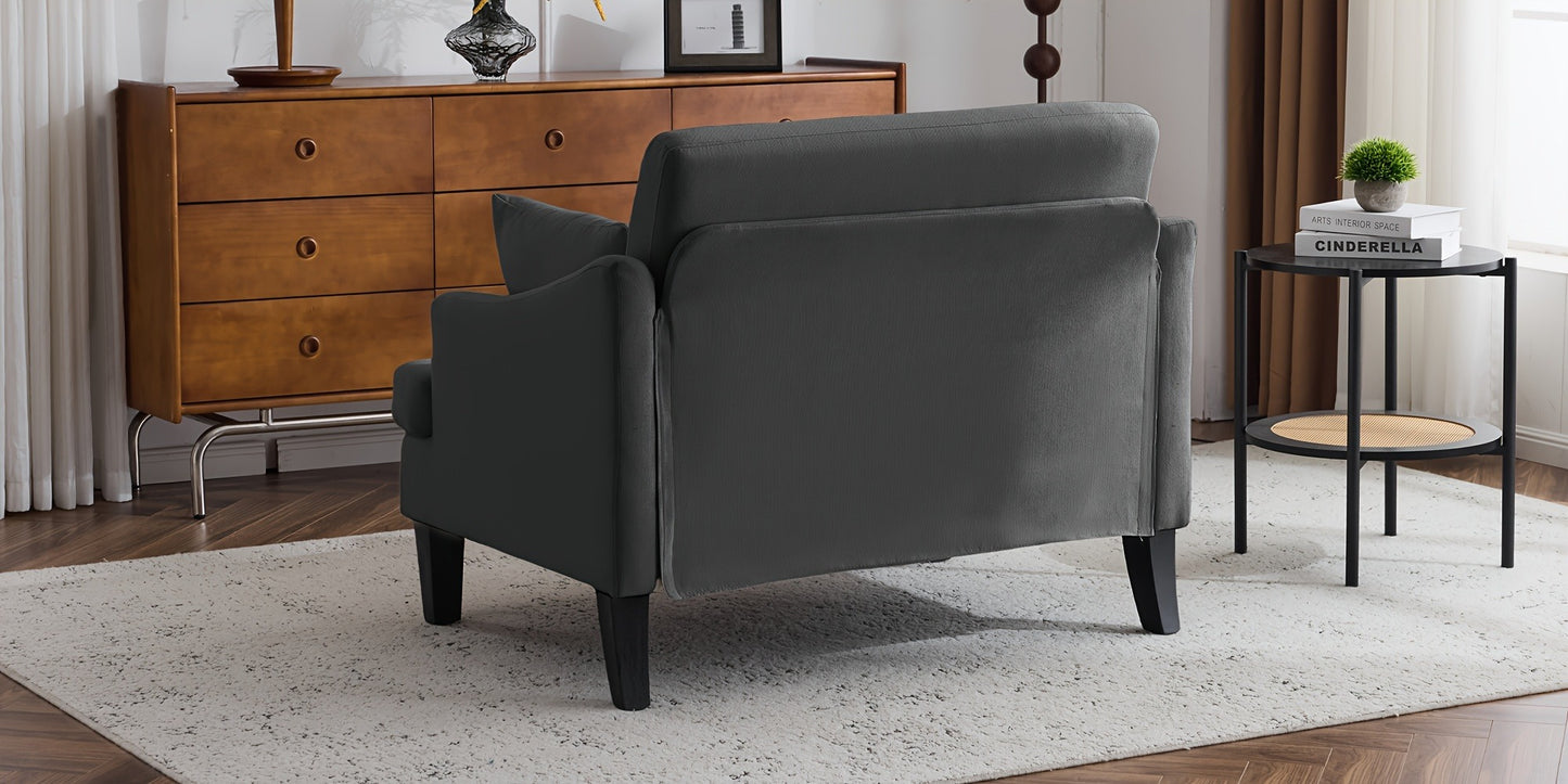 Oversized Accent Chair 33.5" Wide with 2 Pillows, Upholstered Memory Foam Armchair Big Reading Chair, Modern Single Sofa Chair for Living Room Bedroom Apartment Office