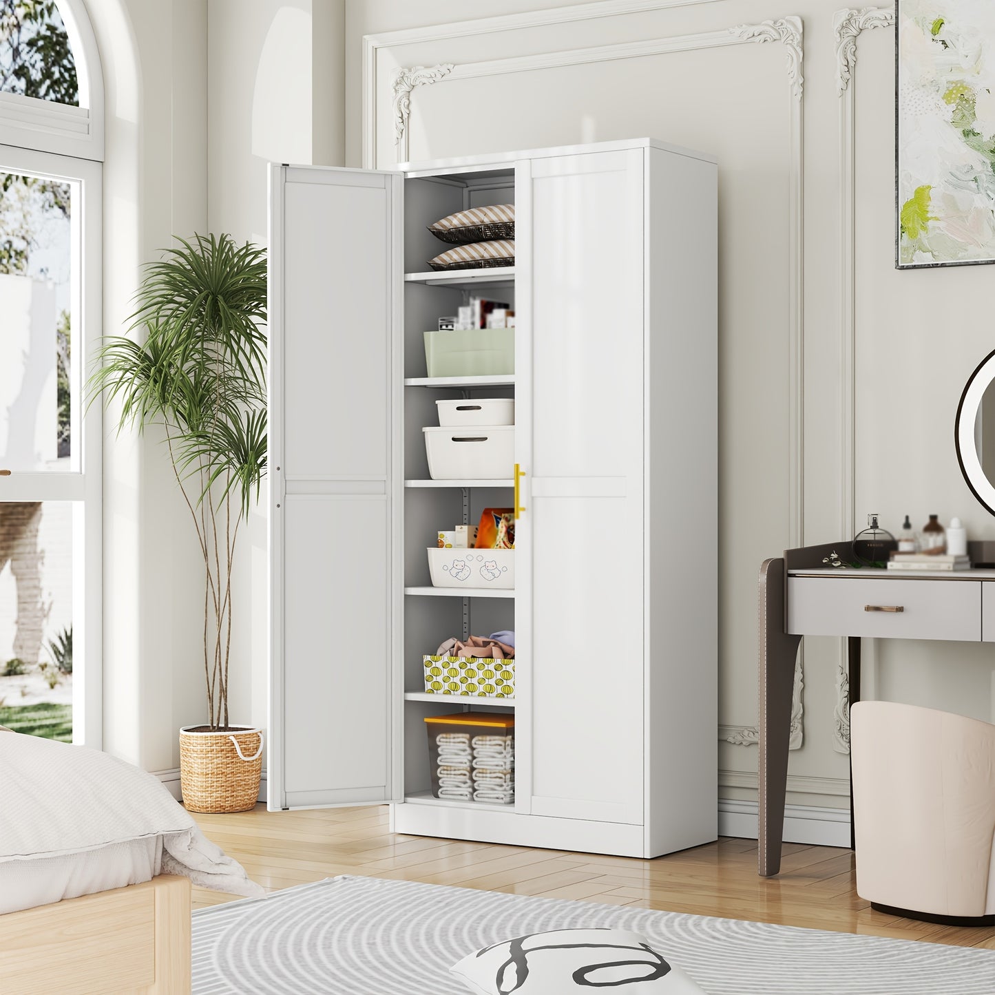 GEITIN 75.2" Metal Storage Pantry Cabinet with Two Doors
