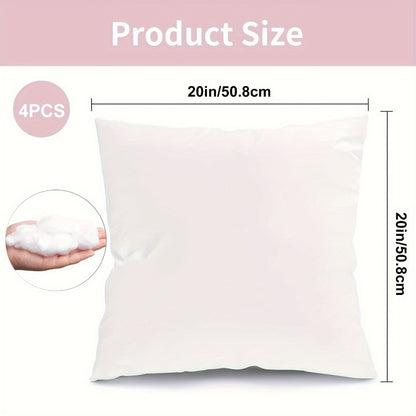 Throw Pillow Inserts 4 Pack 18x18 20x20 12x20 Inch Square Lumbar Decorative Couch Pillows Upgraded Waterproof Soft Touch for Sofa Bed Living Room Patio Garden White