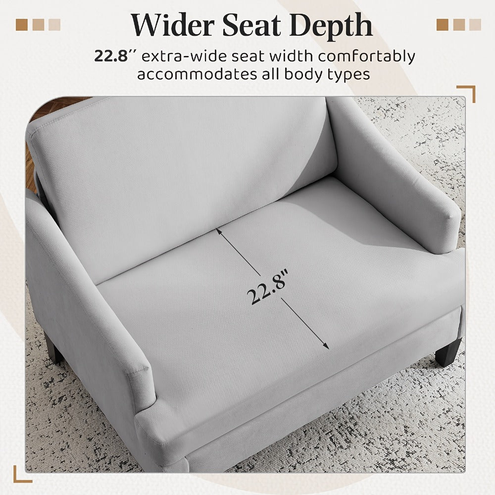 Oversized Accent Chair 33.5" Wide with 2 Pillows, Upholstered Memory Foam Armchair Big Reading Chair, Modern Single Sofa Chair for Living Room Bedroom Apartment Office
