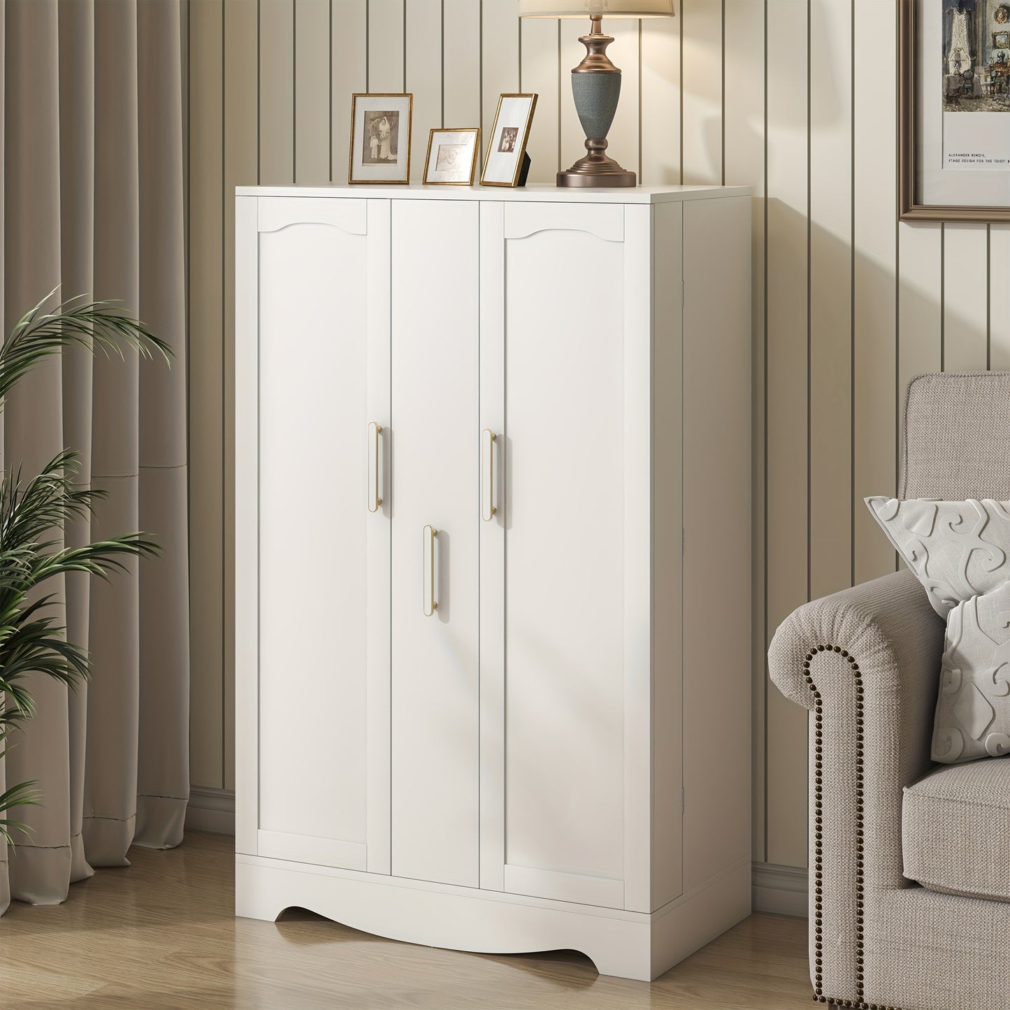 47 Inches Pantry Cabinet Cupboard with Drawer, Kitchen Pantry Storage Cabinet with Adjustable Shelves, Kitchen Organizer And Storage, White Buffet Cupboards Sideboard for Kitchen, Dining Room