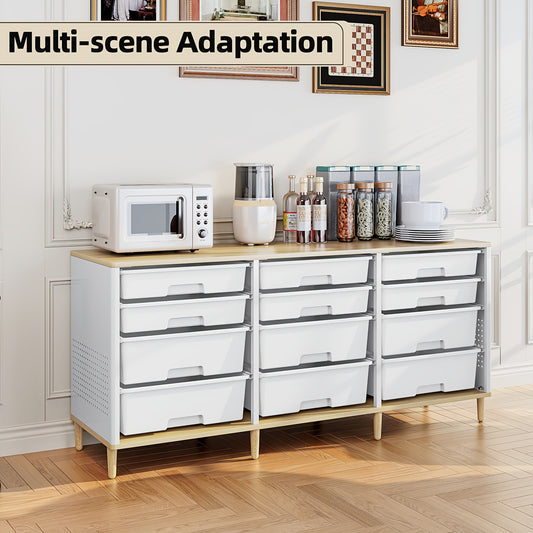 [12-Drawer Storage Cabinet] TOOLF 12-Drawer Storage Cabinet with Tabletop, Cube Organizer for Home And Office, Ideal for Living Room, Bedroom, Classroom, Playroom, And Craft Room