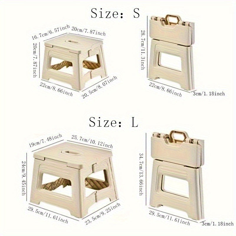 Folding Step Stool Non-Slip Portable Footstool | Adjustable Height, Durable Plastic, Lightweight Shoe Bench for Kitchen, Bathroom, Bedroom, Home Use | Easy to Store, Modern Style