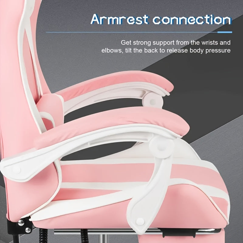 Office Gaming Chair, Computer Office Chair with Pocket Spring Cushion, Linkage Armrests And Footrest, High Back Ergonomic Computer Chair with Lumbar Support Task Chair with Footrest