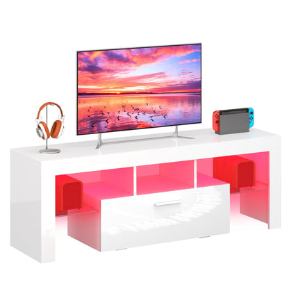 TV Stand shown in the White, 51 Inches/ 130 CM Length option