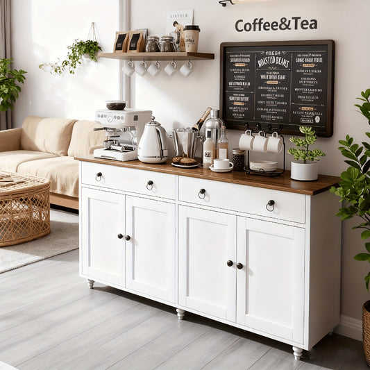 Buffet Cabinet, 55" with 4 Doors 2 Drawers & Adjustable Shelves, Modern Sideboard Coffee shown in the main product view
