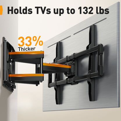 Fits 40-86" TV Mount, Holds 132 Lbs Full Motion TV Wall Mount, Full Motion TV Wall Mount, Pre-Assembled TV Mount, Tool-Free Tilt, Rotate, Extend, Up to VESA 600 X 400Mm, 12"/16"Wood Studs