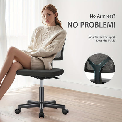 Low Back Mesh Armless Office Chair with Lumbar Support – Swivel Rolling Computer Chair for Home Office, Gaming & Study, Youth, Students & Adults, Black, Pink, Gray, Orange, Yellow