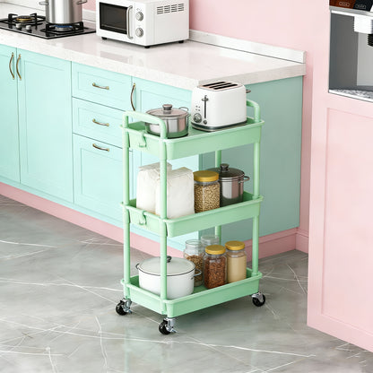 [Wedding Decorations Gift] Multi-Functional 3/4 Tier Rolling Storage Cart With Drawers - Durable Plastic Organizer With Lockable Wheels, Cup Holder & Hooks-Space-Saving Solution For Kitchen, Bathroom, Living Room - Ideal For Kitchen Accessories, Wedding D