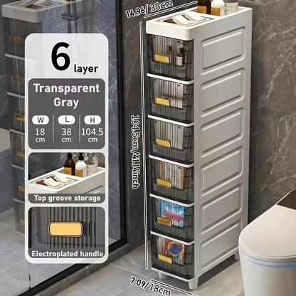 Luxury Slim Storage Cabinet with Drawers - Durable & Waterproof PP Material, Multi-Functional Storage Box, Suitable for Bathroom, Kitchen, Personal Care Product Dispensing And More, Ideal for Small Spaces, Storage Drawer Unit