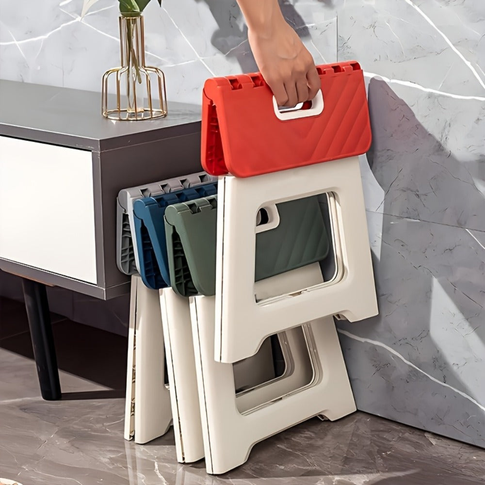 Folding Step Stool 300 LB Capacity with Handle, 9 Inch Non-Slip Foldable Foot Stool for Adults Kids Seniors, Portable Plastic Stepping Stool for Bathroom Kitchen Bedroom Outdoor Travel Camping