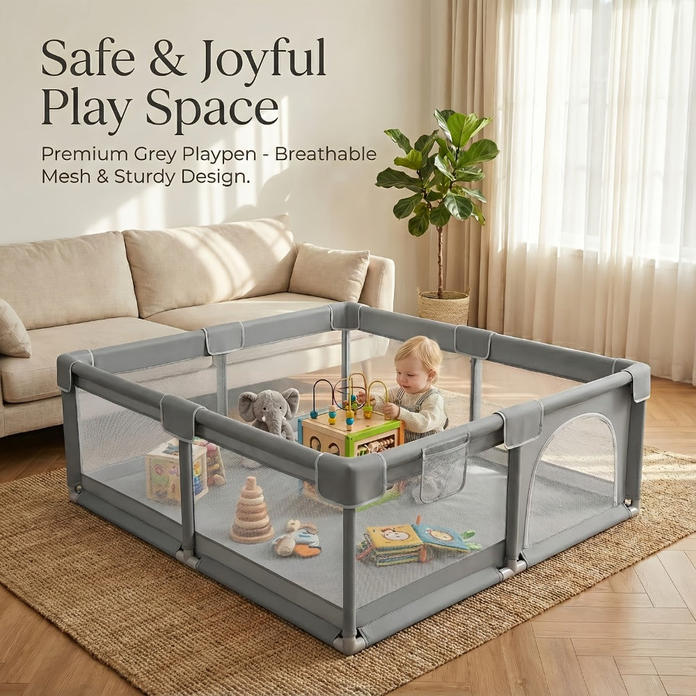 Baby Playpen 50X50 Inch, Play Pens for Babies And Toddlers Baby Fence Baby Play Yards for Indoor & Outdoor with Breathable Mesh Anti-Fall Playpen
