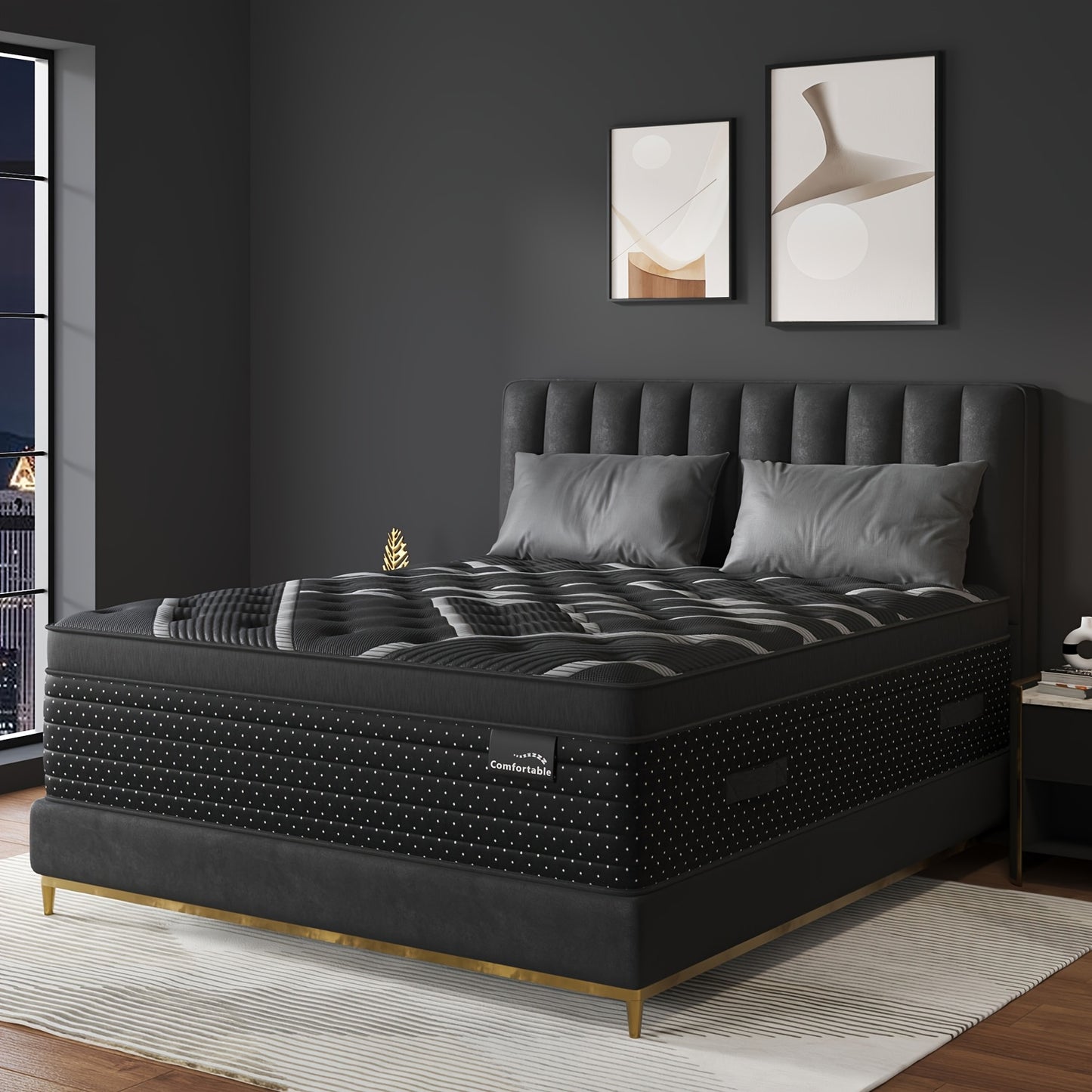 12/14 Inch Gel Memory Foam Hybrid Mattress Twin Full Queen King Sizes Mattress Bed In A Box, Euro Top Medium Firm for Back & Lumbar Support, Individual Pocket Spring Bed for Motion Isolation & Fiberglass Free