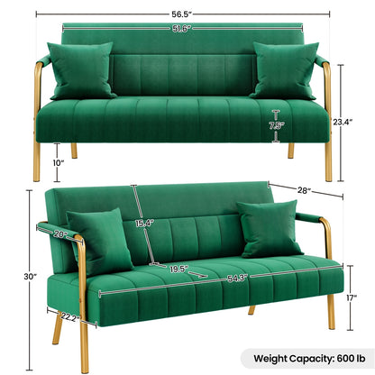56.5-Inch Metal Loveseat Sofa for Comfortable Everyday Seating in Living Room detail image - detail view 15