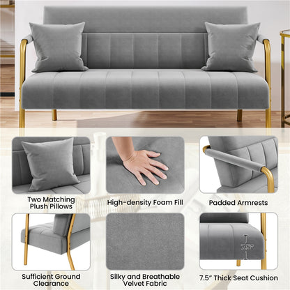 56.5-Inch Metal Loveseat Sofa for Comfortable Everyday Seating in Living Room detail image - detail view 3
