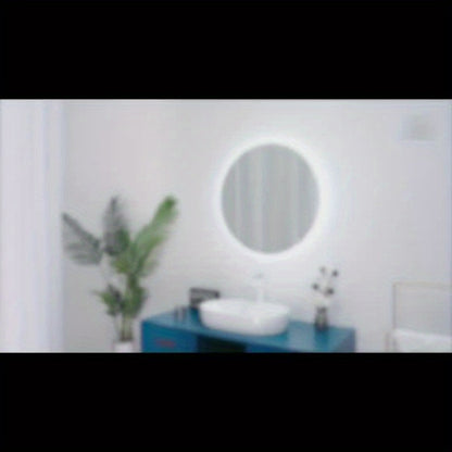 LED Bathroom Mirror with Lights 23.6 Inch Round Dimmable, Wall Mounted Vanity Mirror Tempered Glass Memory Function Plug-in Hardwired for Bathroom Makeup Modern Decor