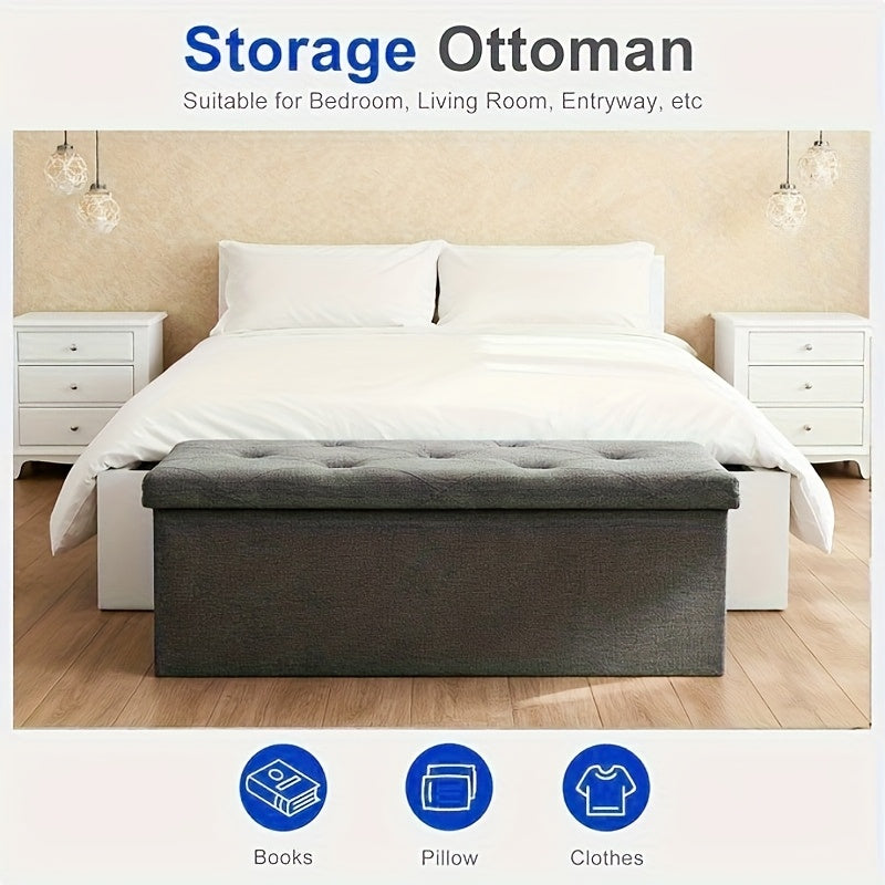 Storage Ottoman Bench, FoldingOttoman Stool, Ottoman With Storage, StorageChest, End Of Bed Bench, Padded Seat, StorageBench With Seating For Bedroom, Living Room, Mother'S Day Thoughtful Gift