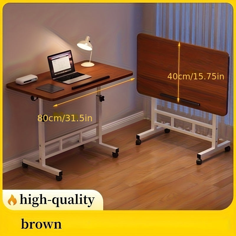 Adjustable Tilt Office Desk, Compact Mobile Adjustable Height Computer Desk, 32 X 16 Inch Small Foldable Standing Desk, White Portable Sitting Upright Laptop Rolling Desk
