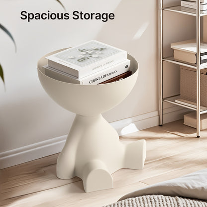 Modern Bear-Shaped Plastic Nightstand - Multifunctional, Easy Assembly, Sleek Design for Bedroom & Living Room Storage, Stack Bookshelf, Playful Design, Plastic Construction
