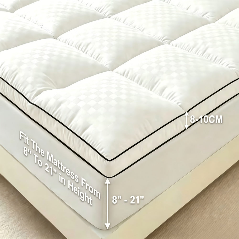 Cooling Mattress Topper Pillow Top Deep Pocket Fit Microfiber Cover Machine Washable – 6 Colors Twin Full Queen King Cal King for Hot Sleepers