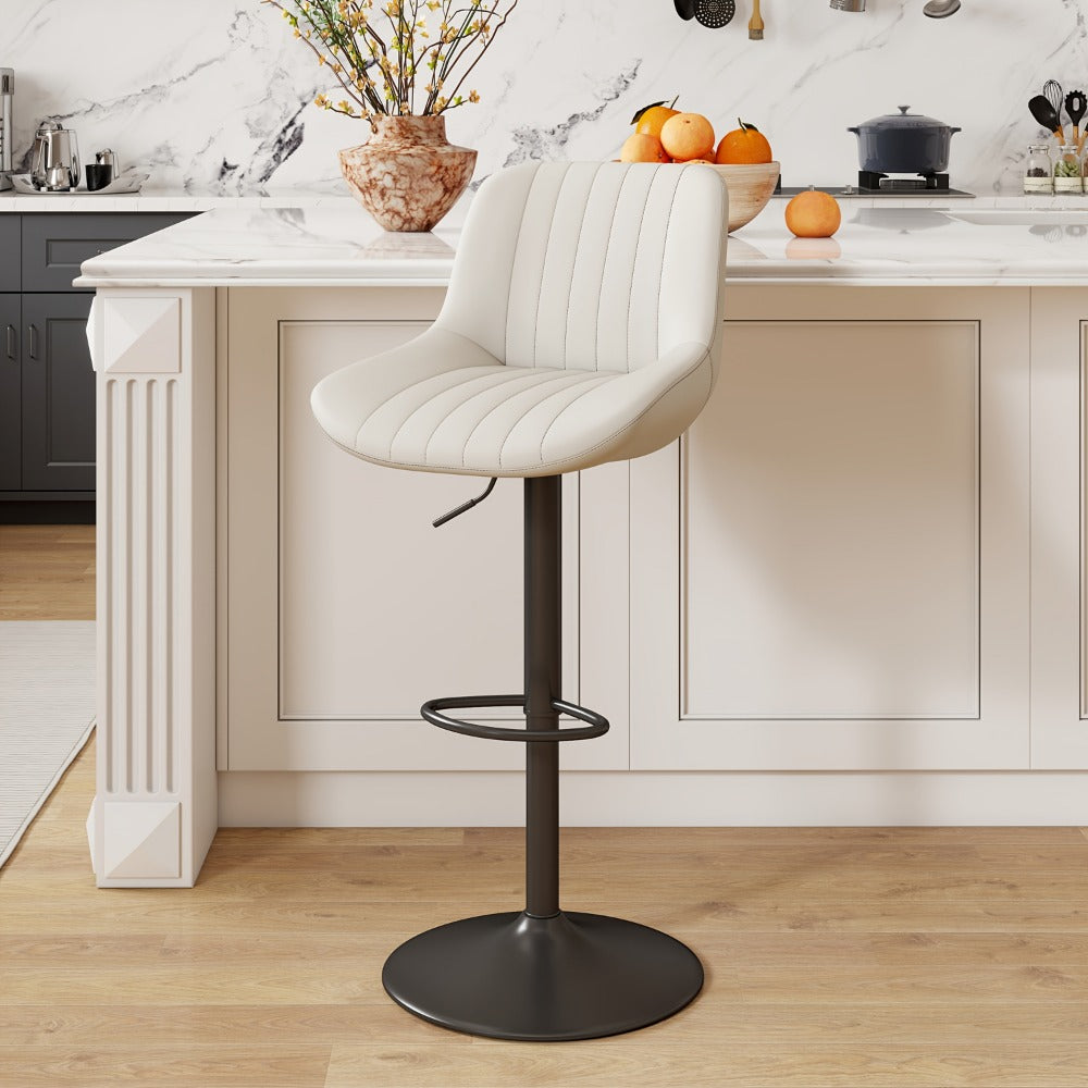 Counter Height Bar Stools Set of 1 2 3 4 Adjustable Swivel Upholstered Barstools with Back & Footrest for Kitchen Counter & Island – 6 Colors