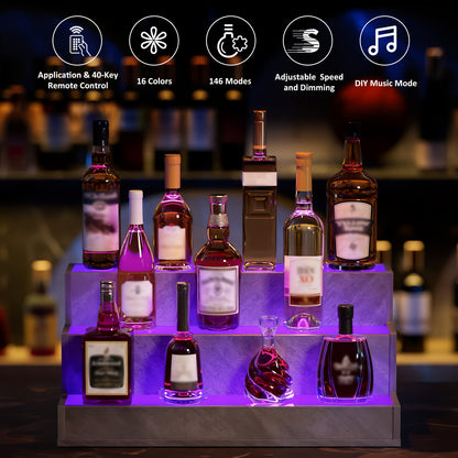 Cubehom Illuminated Liquor Shelves, 24-Inch Bar Bottle Display Unit