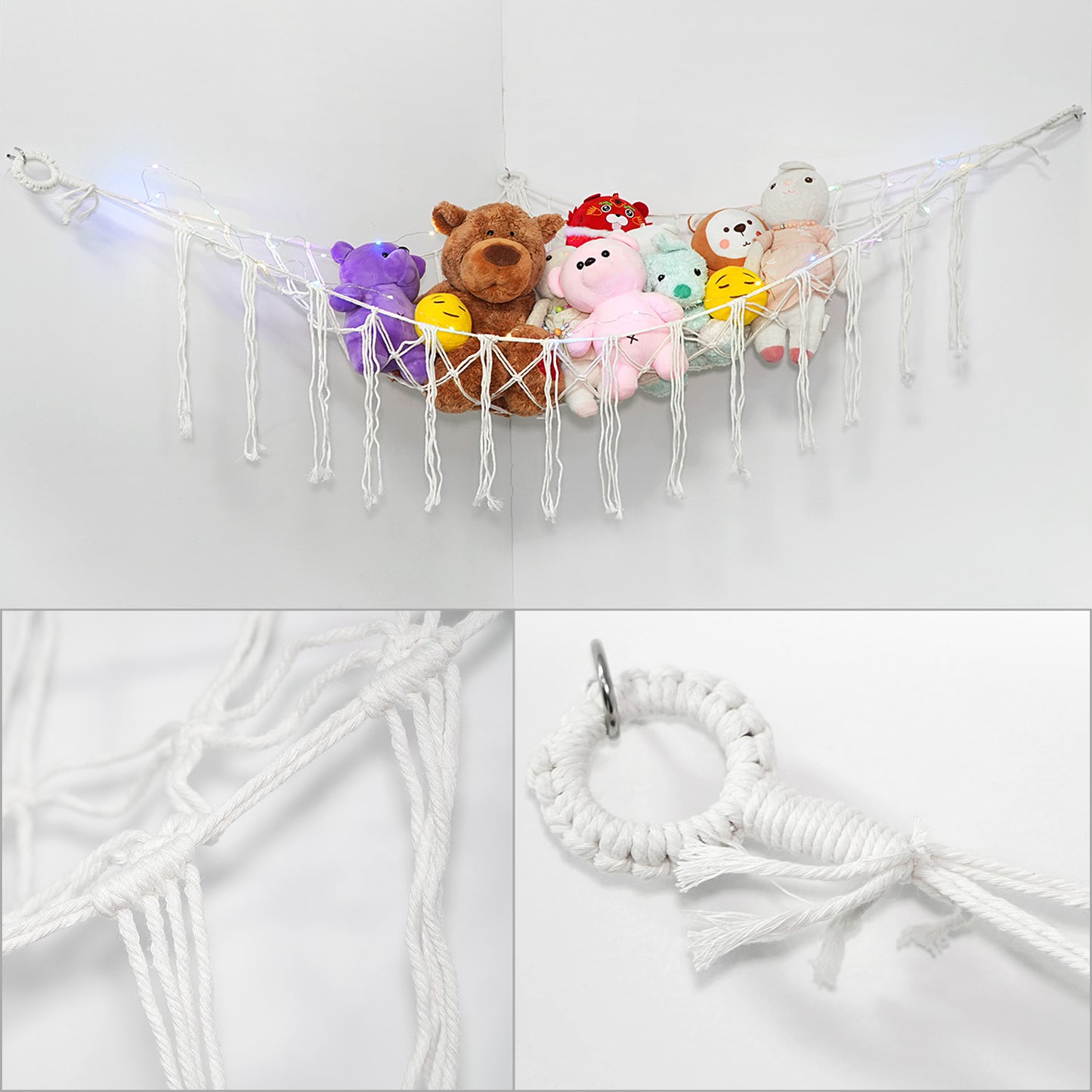 A Plush Toy Storage Hammock With Built-In Lighting, Ideal For Storing Unused Plush Toys And Indoor Items, As Well As Small Accessories For Halloween, Christmas, Easter, And Thanksgiving.