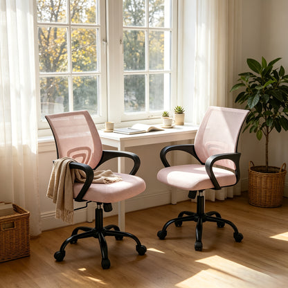 Office Desk Chair with Lumbar Support And Rocking Mode, Height Adjustable with Fixed Armrest for Computer, Gaming, Conference, Meeting Room, 360° Swivel