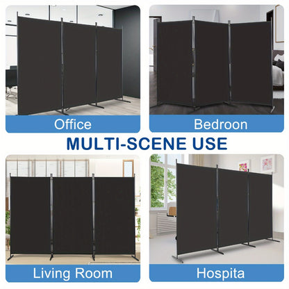 6 Ft Trifold Room Divider Privacy Screen Foldable Partition Panel 160G Polyester Fabric Steel Frame for Office Bedroom Living Room 2 Colors