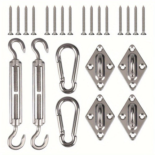 [Outdoor Garden Use] 24pcs Hardware Set for Installing Triangular Sun Shade Sails, Made of Stainless Steel for Outdoor Garden Use