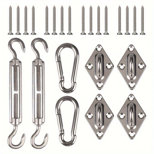 [Outdoor Garden Use] 24pcs Hardware Set for Installing Triangular Sun Shade Sails, Made of Stainless Steel for Outdoor Garden Use