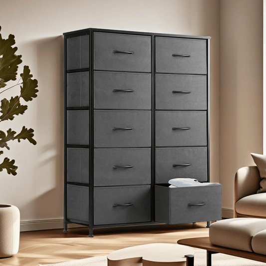 Storage Cabinet, with 10 Independent Storage Unit Drawer Storage Box, Hard Wood Tabletop Clothing Storage Cabinet, Used for Storing, Organizing And Storing Various Types of Clothing, Bags