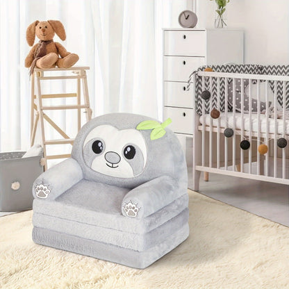 Cute Panda Kids Foldable Sofa Chair, 2-in-1 Plush Animal Lounger with High-Density Foam, Comfortable Children's Reading Couch for Bedroom Decor, Perfect Birthday & Holiday Gift