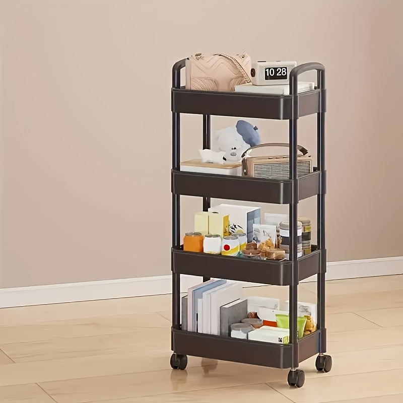 !! Mobile Storage Cart with Sliding Wheels, Space-saving Durable Plastic Design, Easy to Move, Suitable for Bedrooms, Kitchens, Offices, And Bathrooms As A Versatile Floor-standing Storage Rack